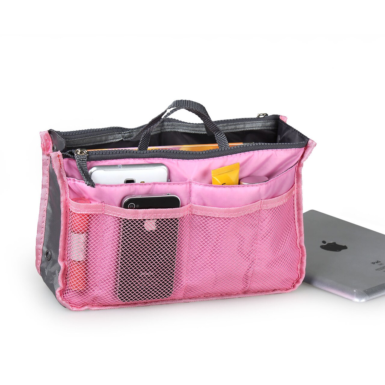 Handbag Organizer For Women In Nylon With 13 Pockets And Detachable Wallet Red